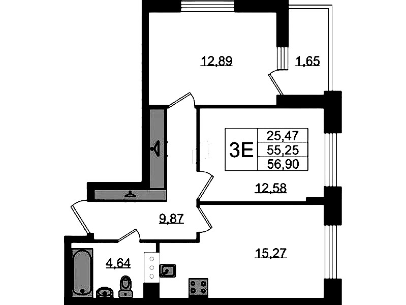 2-комнатная квартира 56.9 м², 7/11 эт., ЖК «VEREN NORT Сертолово»